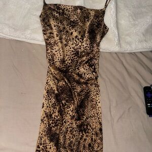 Leopard print satin dress
